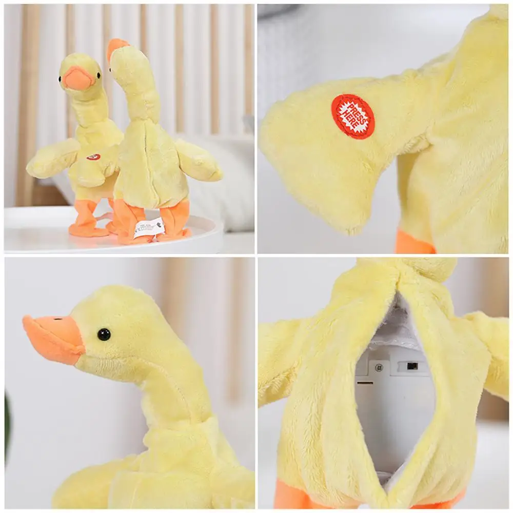 1pc/set 28*36cm Electric Walking Sound Plush Ducks Repeat Speak Animal Dolls Kid Toy Gift For Children