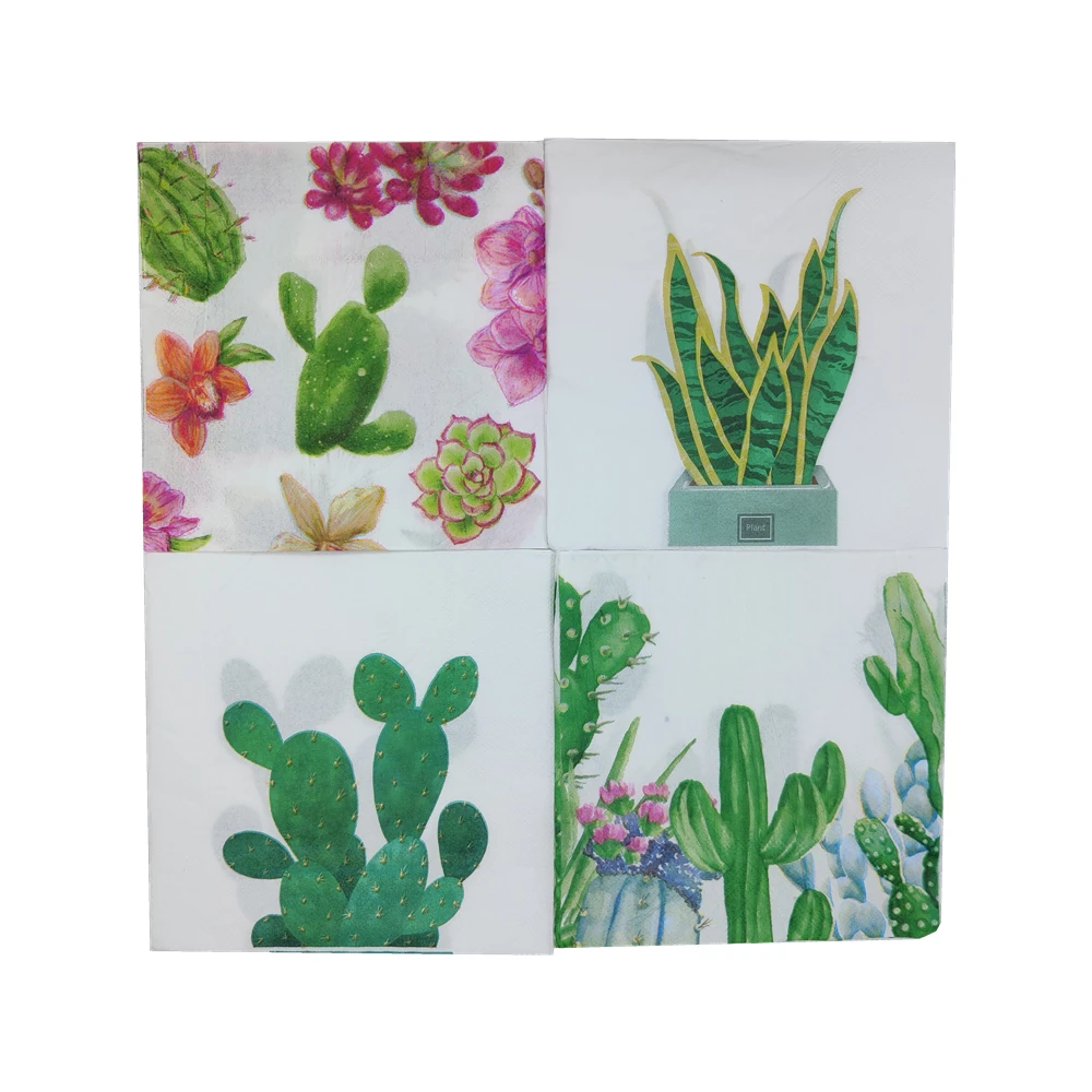 33cm 20pcs/lot Plant Theme Cactus Mexican Style Napkins Paper Decoupage Servilletas Vintages Table Tissues Party Home Decor