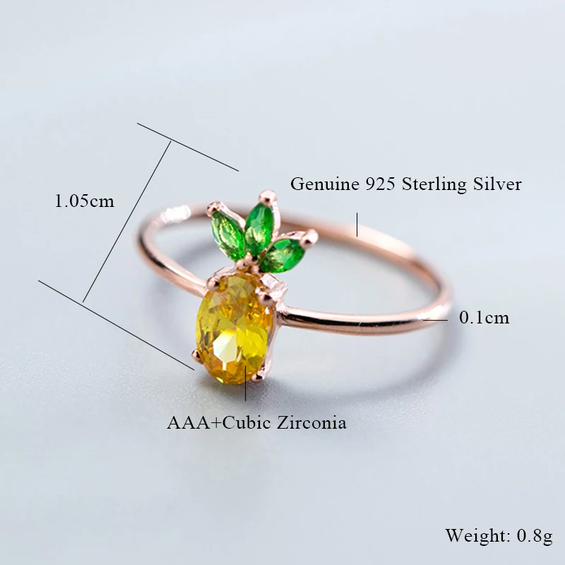 Hip Hop Punk Ring Frauen Schmuck Party Zubehör Persönlichkeit Ananas Finger Ring Echtem 925 Sterling Silber Obst Index