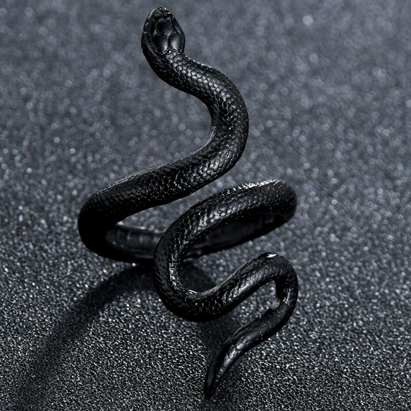 فاسق السلس الرجال الأسود الأفعى كوبرا الدائري أوروبا نمط القلب خمر مامبا خواتم مجوهرات للفتيات النساء بالجملة #1