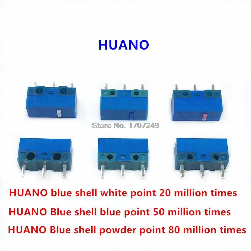 2-5Pcs/lot HUANO Micro Switch Red Yellow Pink White Blue Green dot Blue Shell Pink Dot 80 million Mouse maintenance button