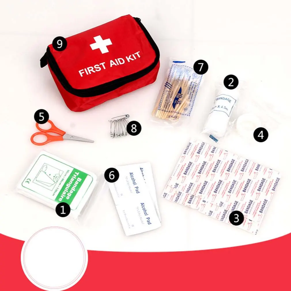 Set di Kit di emergenza piccolo da 9 pezzi Kit di pronto soccorso regalo per auto per famiglie all'aperto ripstop ad alta densità facile pick and place articoli