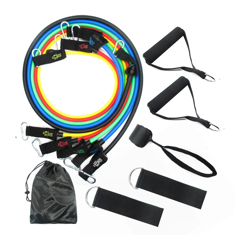 Resistance Bands 11 Piece Set Fitness Gym Equipment For Home TPE Gum Sport Training Workout Exercise Equipment Fitness Band