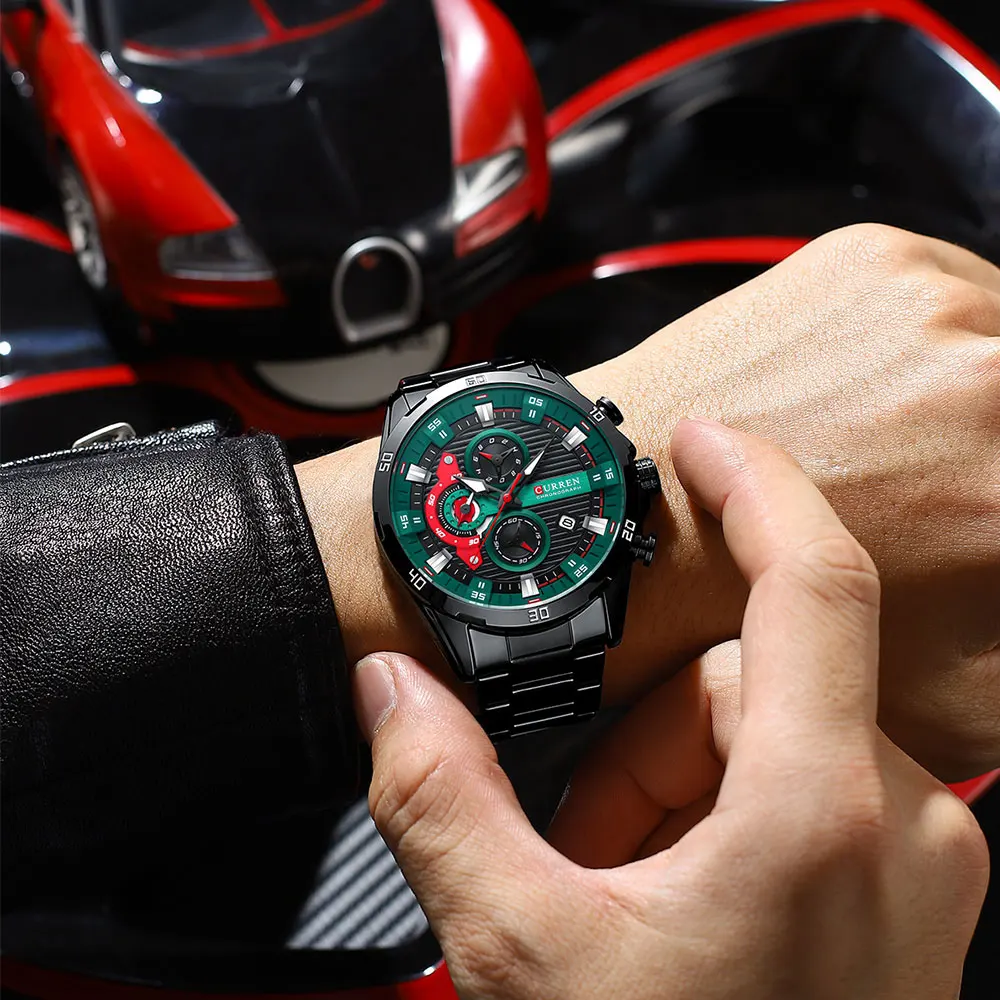 CURREN Männer Uhr Top Marke Luxus Sport Quarz Herren Uhren Voller Stahl Wasserdicht Chronograph Armbanduhr Männer Relogio Masculino – Detail 17