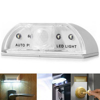 Intelligent PIR Motion Auto Sensor LED Lamp Night Light Door Keyhole Smart 4 Led Human Movement IR Motion Sensor Heat Detector