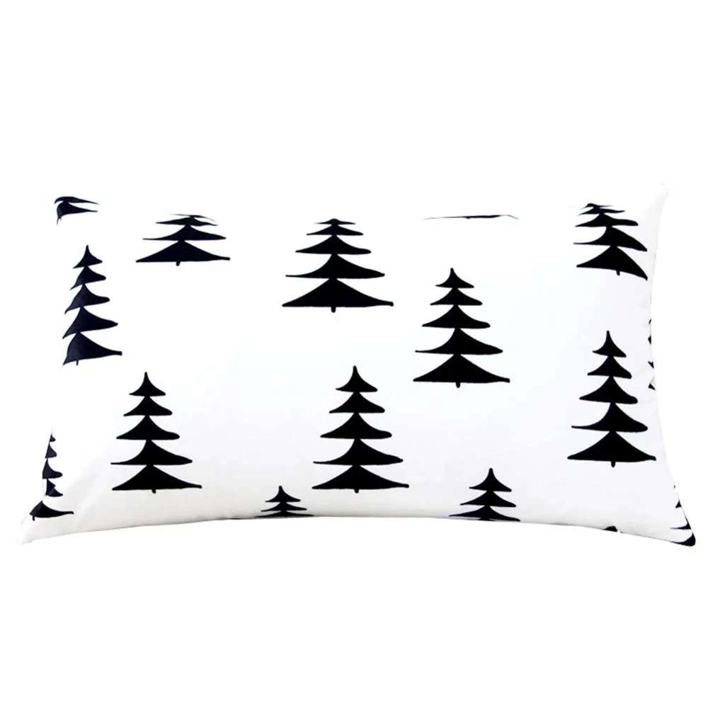 30*50 cm Short Plush Pillow Case Nordic Style Pillowcase Black White Sofa Soft Cushion Cover Geometric Home Decoration