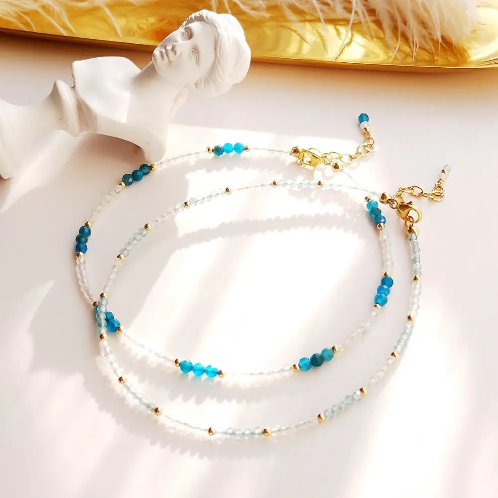 

Lii Ji Moonstone Apatite Natural Stone With Austrian Crystal Sparkling Beaded Anklet Bracelet