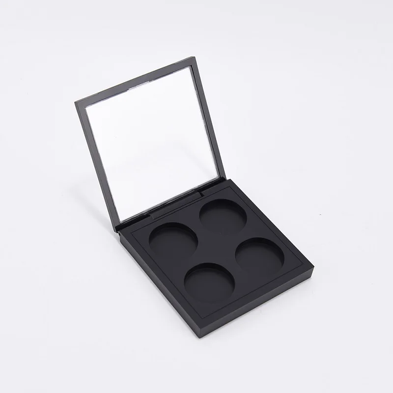 10pcs Eyeshadow Containers 4 Grids Black Square Magnet Eye Shadow Palette Eye Makeup Storage Box Empty Blusher Powder Compact