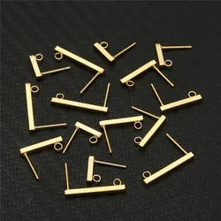 20PCS/Lot Stainless Steel Geometry Square Bar Earring Hooks For Jewelry Making DIY Earrings Clasp Handmade Accessories