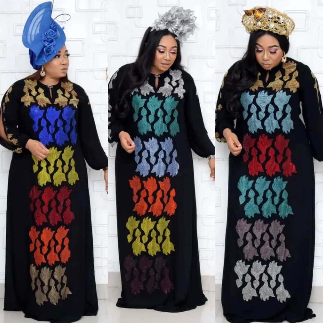 2020 summer sexy african women o-neck long sleeve plus size long dress