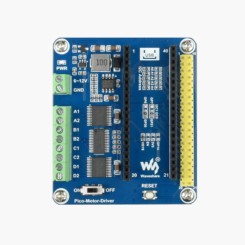 Pico-Motor-Driver DC Motor Driver Module for Raspberry Pi Pico Driving up to 4x DC Motors