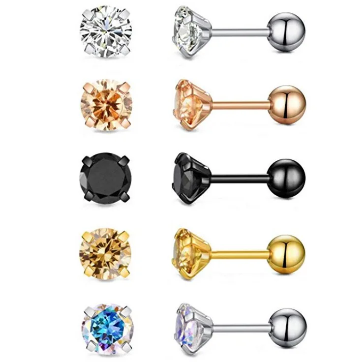 

50pcs/lot New Arrive AB Clear Ear Piercing Cubic Zirconia Earring for Women Girl Free Shipping