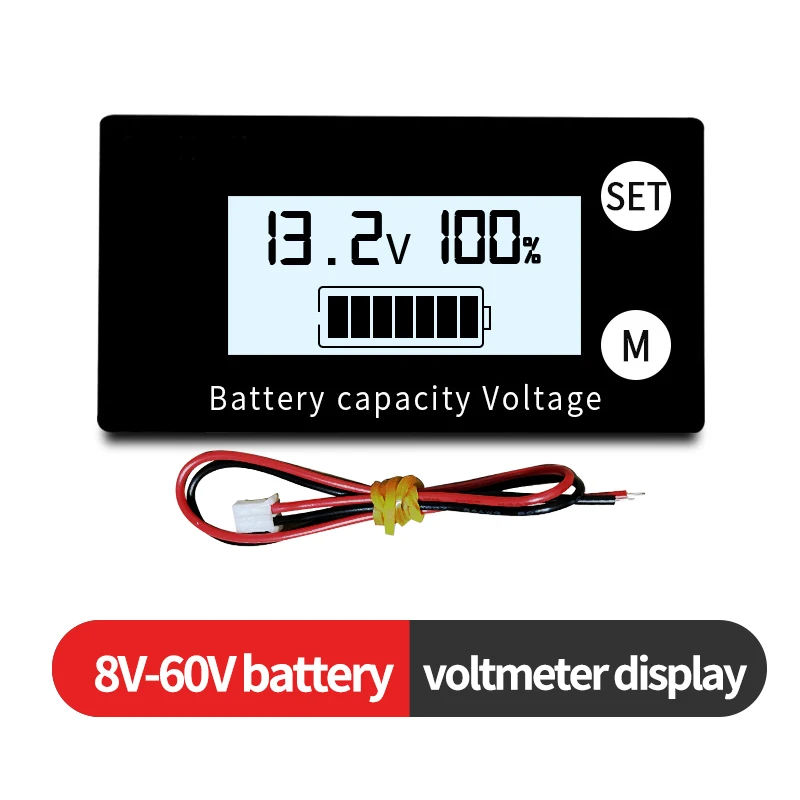 Electric display 8V-60V Battery voltmeter 12V 24V 36V Li ion LFP4 Lithium battery voltmeter Electric quantity indicator