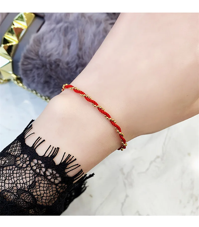 

YUN RUO Fortunate Red Line Bracelet Woman Gift Rose Gold Color Fashion Titainum Steel Jewelry Never Fade Drop Shipping 2019