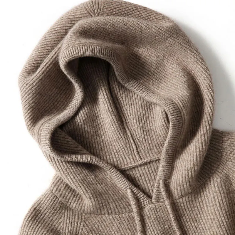 Autumn Winter Elastic Soft Fashion Cashmere Hooded Elasticity Sweater Women\'s Coat Female Loose Large Size Knitted Tops Jumpe