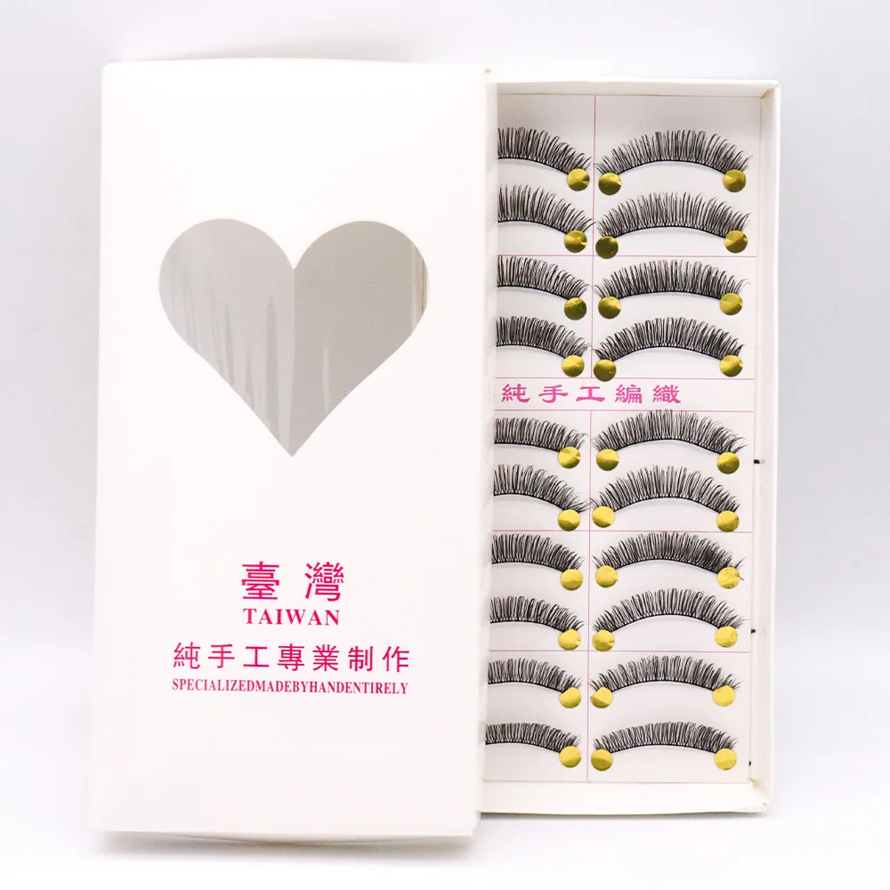 Red Taiwan False Eyelashes 10 Pairs Cotton Thread Soft Stalk Natural Thick Stage Performance Upper Fake Eye Lash Extension