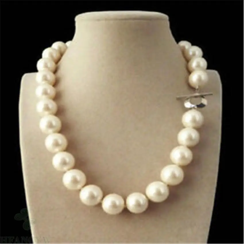 14mm Genuine White South Sea Shell Pearl Round Beads Necklace Wedding Charm Party Women Personality Real Chic Mesmerizing