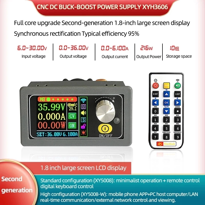 Imagem -03 - Boost Buck Converter cc cv 036v 6a Módulo de Alimentação Regulado Ajustável Laboratório de Alimentação Variável Wifi App Xyh3606-dc