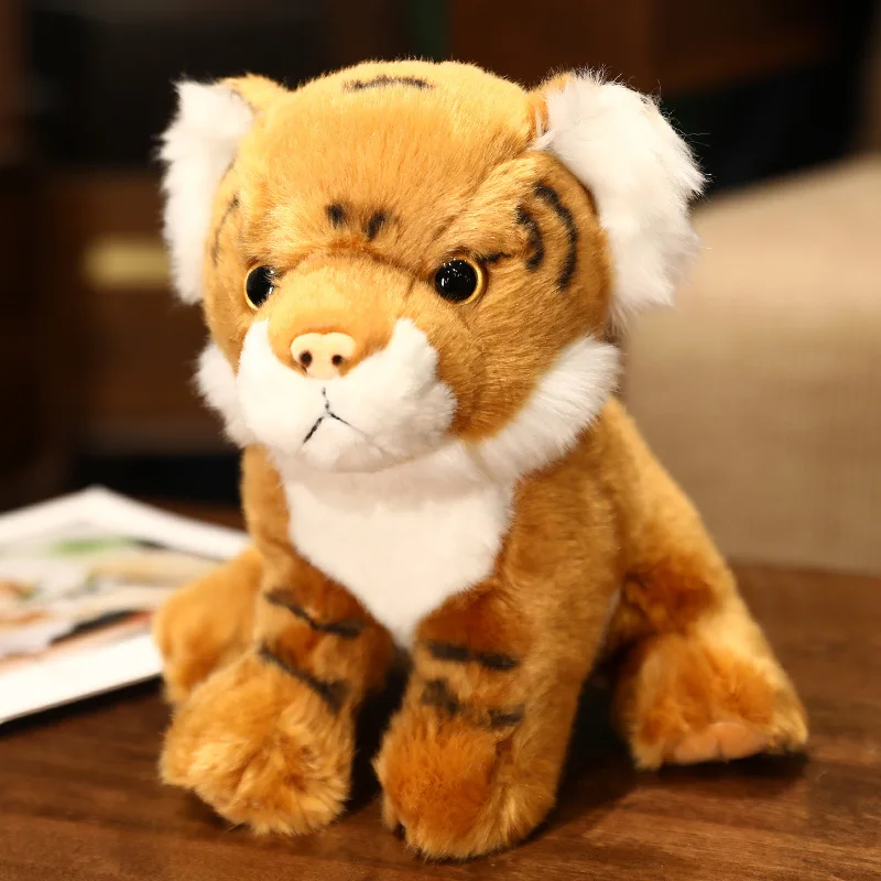 10-25cm Echt Lebensdauer Mini Tiger Plüsch Spielzeug Wilden Wilden Tier Simulation Weiß Braun Wald König Puppe Kissen kinder Geburtstag Geschenk