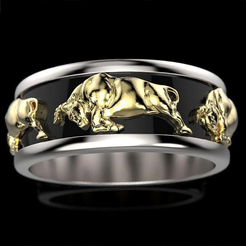 Classics Taurus Anniversary Ring Motorcycle Party Personality Statement Ring Rock Hip Hop Jewelry Accessories for Men