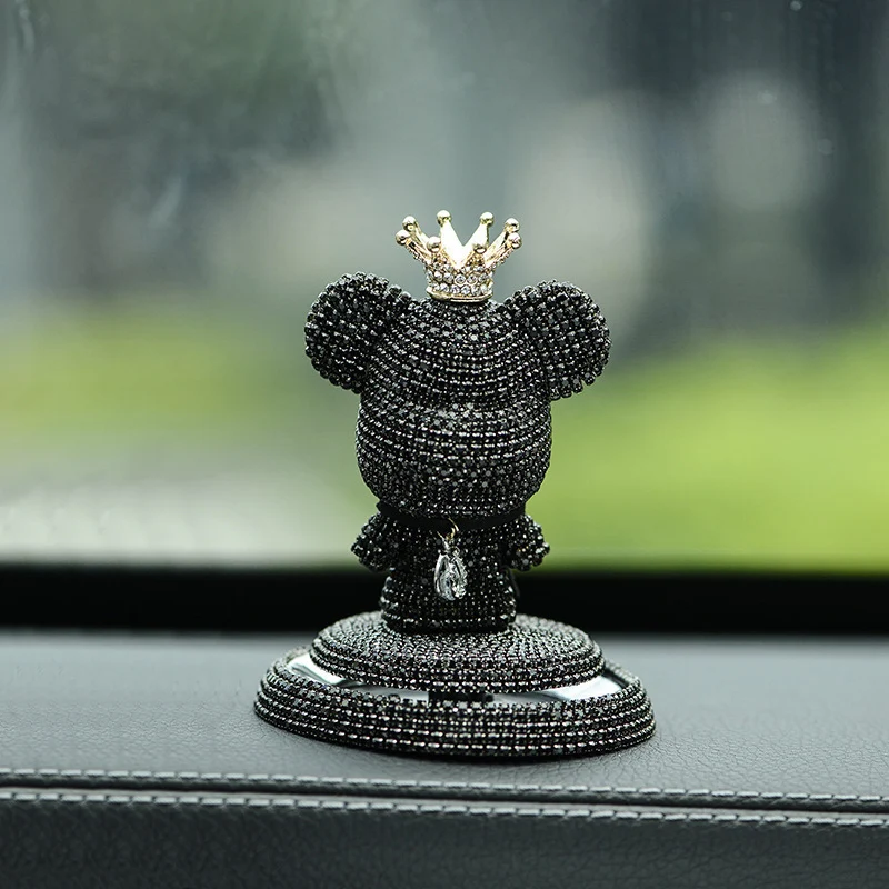 Cute Cartoon ponury niedźwiedź odświeżacz powietrza do samochodu diament Ornament Auto Dashboard dekoracja wnętrz kryształ stałe odświeżacz do samochodu naklejki — zdjęcie 5