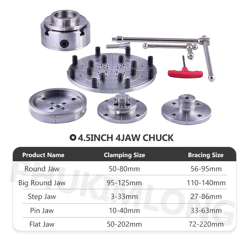 4.5 Inch / 115mm 4 Jaw Self-centering Wood Lathe Chuck Set For Woodworking wood lathe chuck