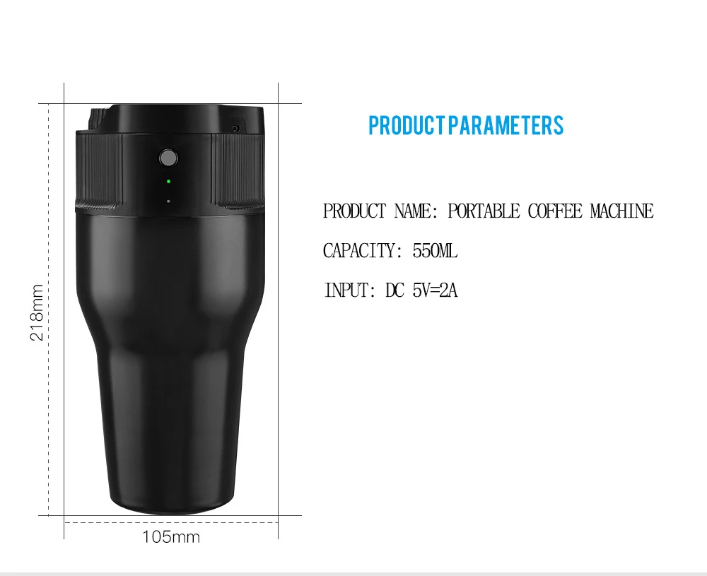 Mini Automatic Coffee Machine Travel USB Portable Reusable espresso Coffee Mugs Travel Kcup Filter Capsule Coffee Maker