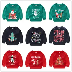 Christmas Costumes Clothes for Boys Sweatshirts Cotton Kids Pullover Tee Shirts Baby Girls Sweater Santa Gift Girls Jumpers