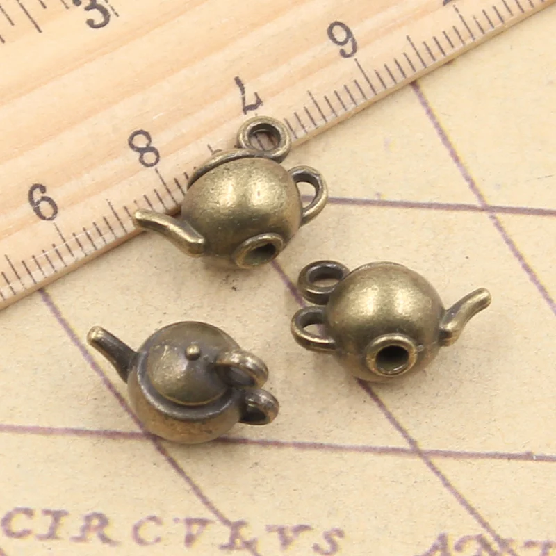 10pcs Charms 3D Teapot 18x13x10mm Tibetan Bronze Silver Color Pendants Antique Jewelry Making DIY Handmade Craft