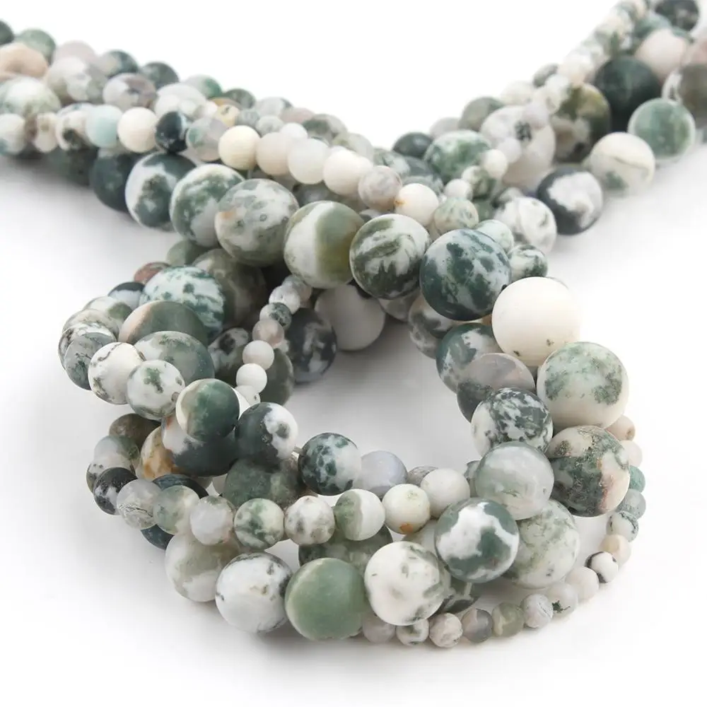 Matte Dull Matte Tree Agates Stone Natural Beads For Jewelry Making Loose Spacer Beads Diy Bracelets 15