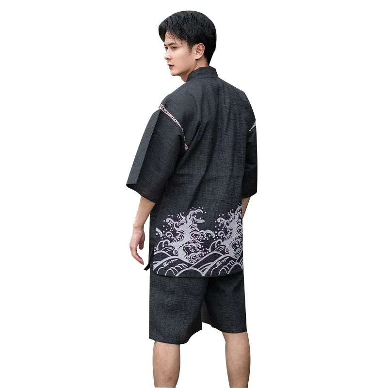 Traditioal Japanese Pajamas Sets Men Yukata Kimono Cotton Male Loose Japan Home Clothing Sleepwear Bathrobe Leisure Wear A52508