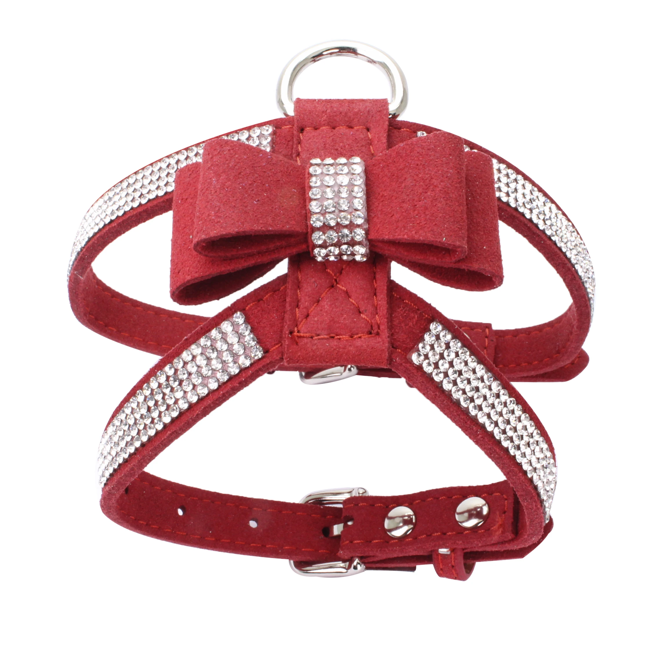 Pet Cat Dog Puppy Velvet Leather Vest Harness With Rhinestone Bling Blink Butterfly Bow Fashion Pet Accessories