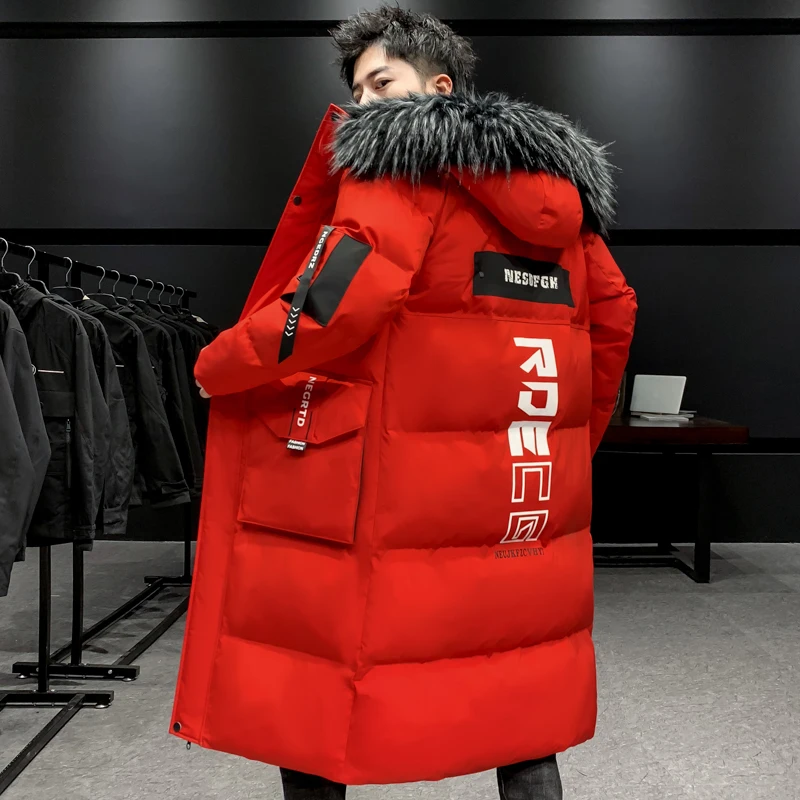 Long Cotton-Padded Coat Male Autumn Winter 2021 Korean Version New Trend Extremely Cold Down Padded Jacket Thickened Warm Coats