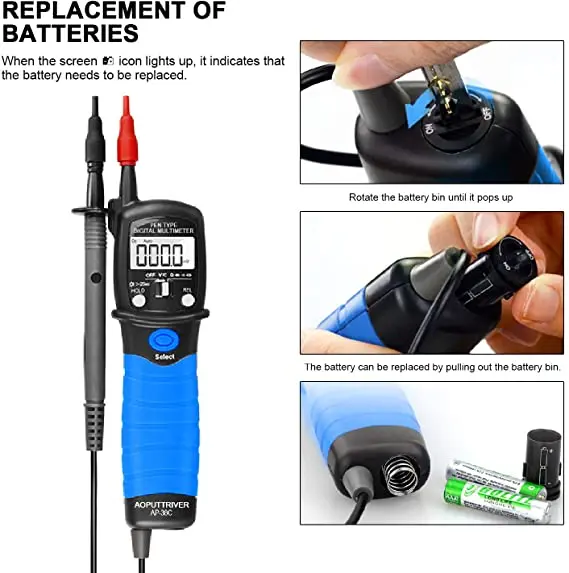 HoldPeak – multimètre numérique LCD HP-38B, Type stylo, 2000 points, Auto, sans Contact, tension AC/DC, testeur de résistance des diodes électroniques