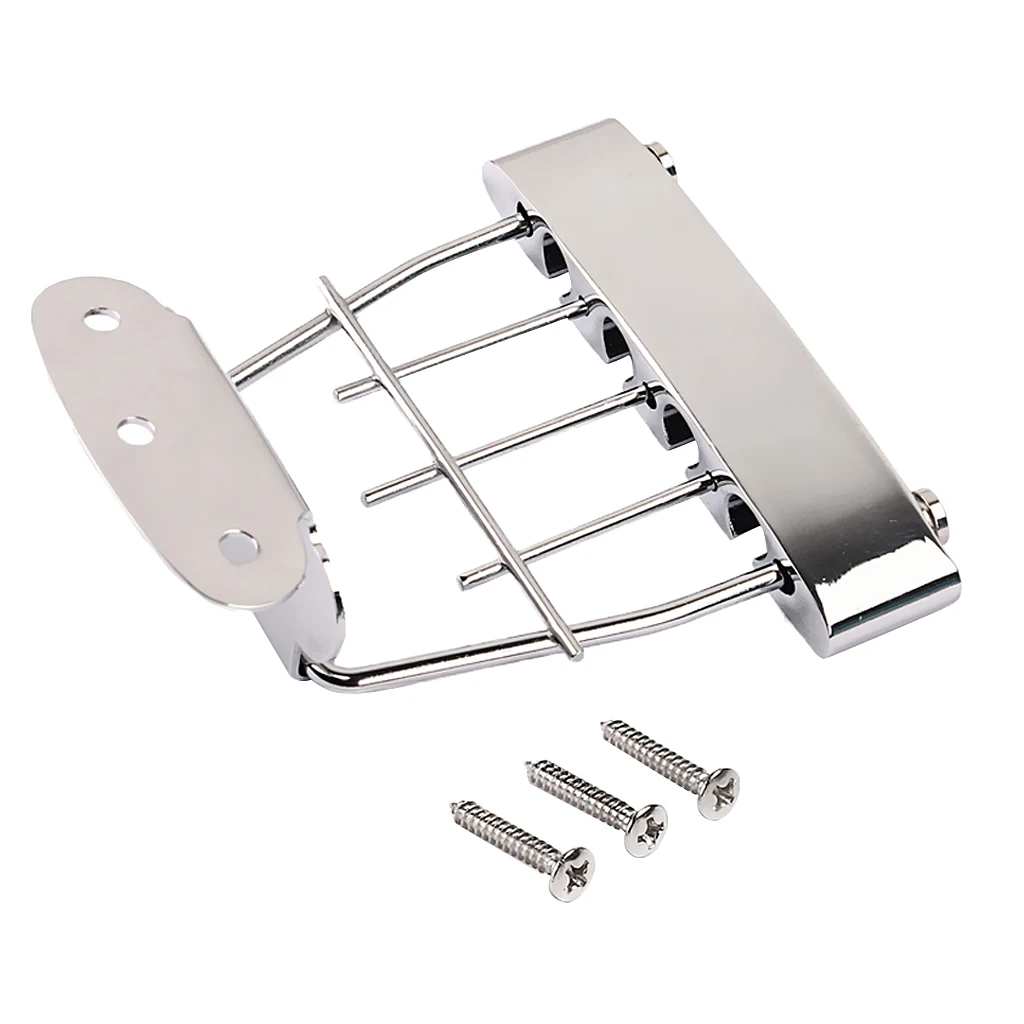 Semi Hollow Bass Guitar Tailpiece Bridge For 4 String Bass Acessory Chrome