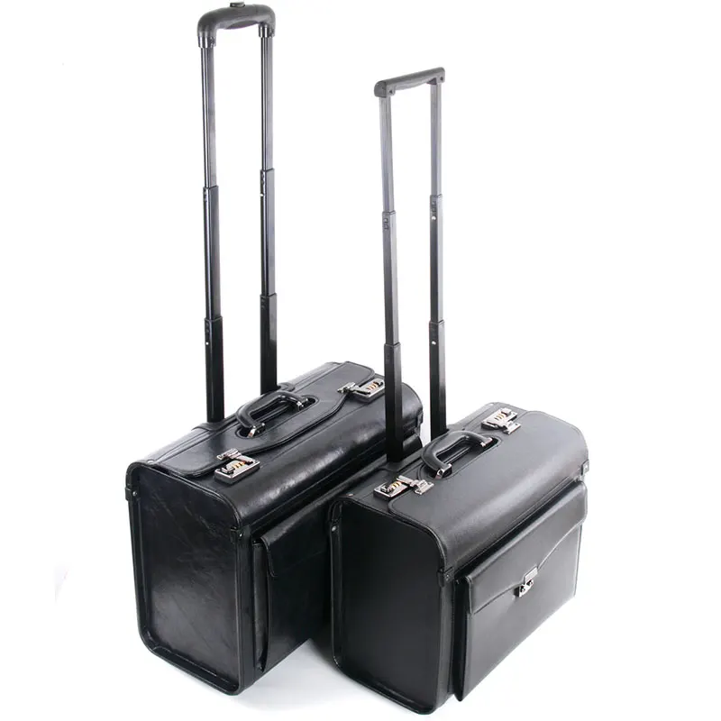 Captain flight aviation special trolley suitcase 16/19 inch business flight attendant suitcase bag PU luggage box boarding case