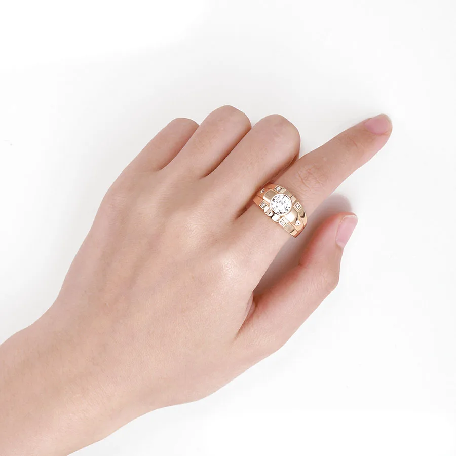 MxGxFam Rings for Men Fashion Jewelry Gold Color 18 k AAA+ Zircon