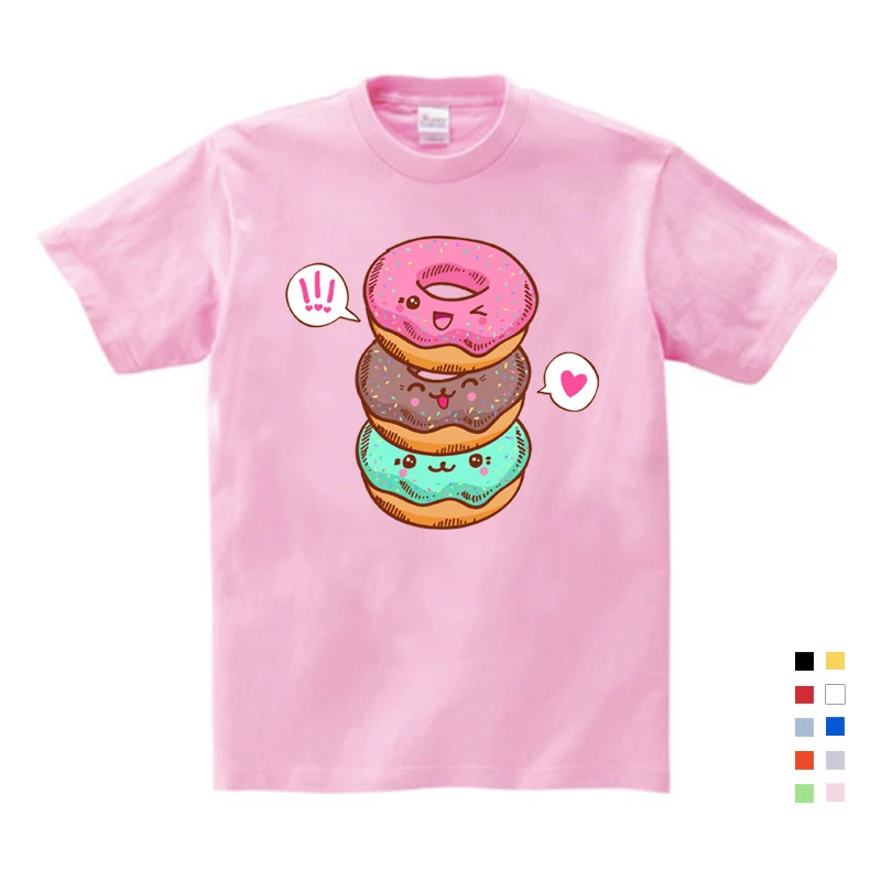 

Children's Printed Lovely Doughnuts Short-sleeved T-shirt Boys and Girls Like The Cotton T-shirt Vest for Ages Girl T Shirts