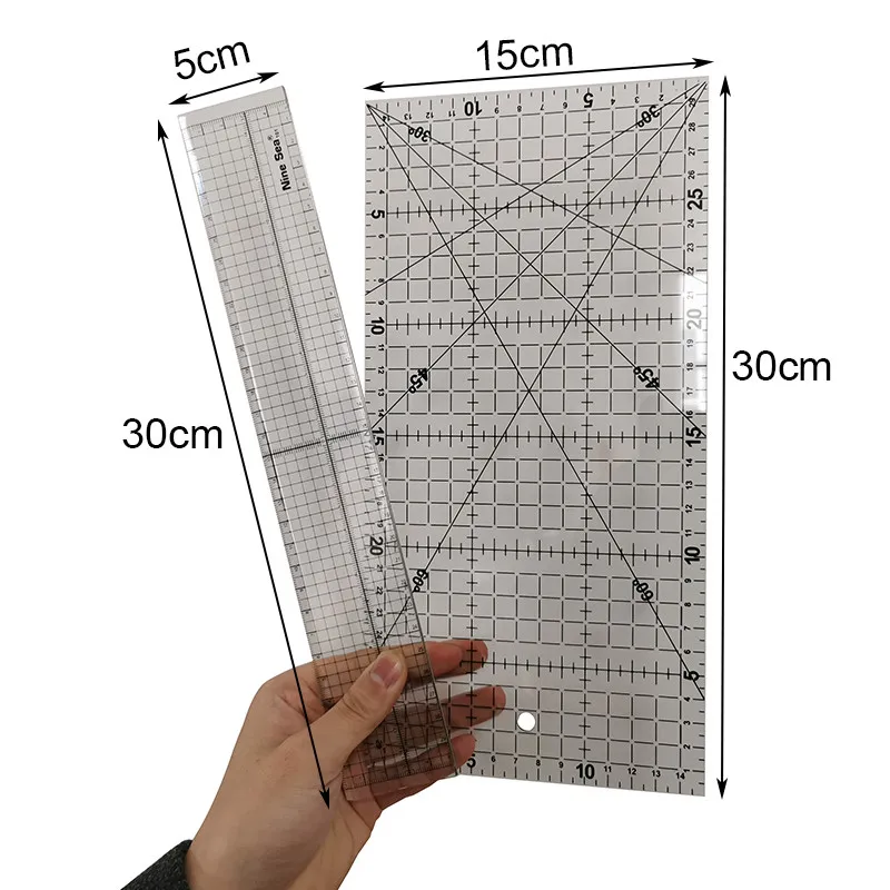 Patchwork tool ruler 2 Pcs 30*15/30*5cm Regular cutting ruler Patchwork ruler DIY ruler Patchwork tools Student stationery hand