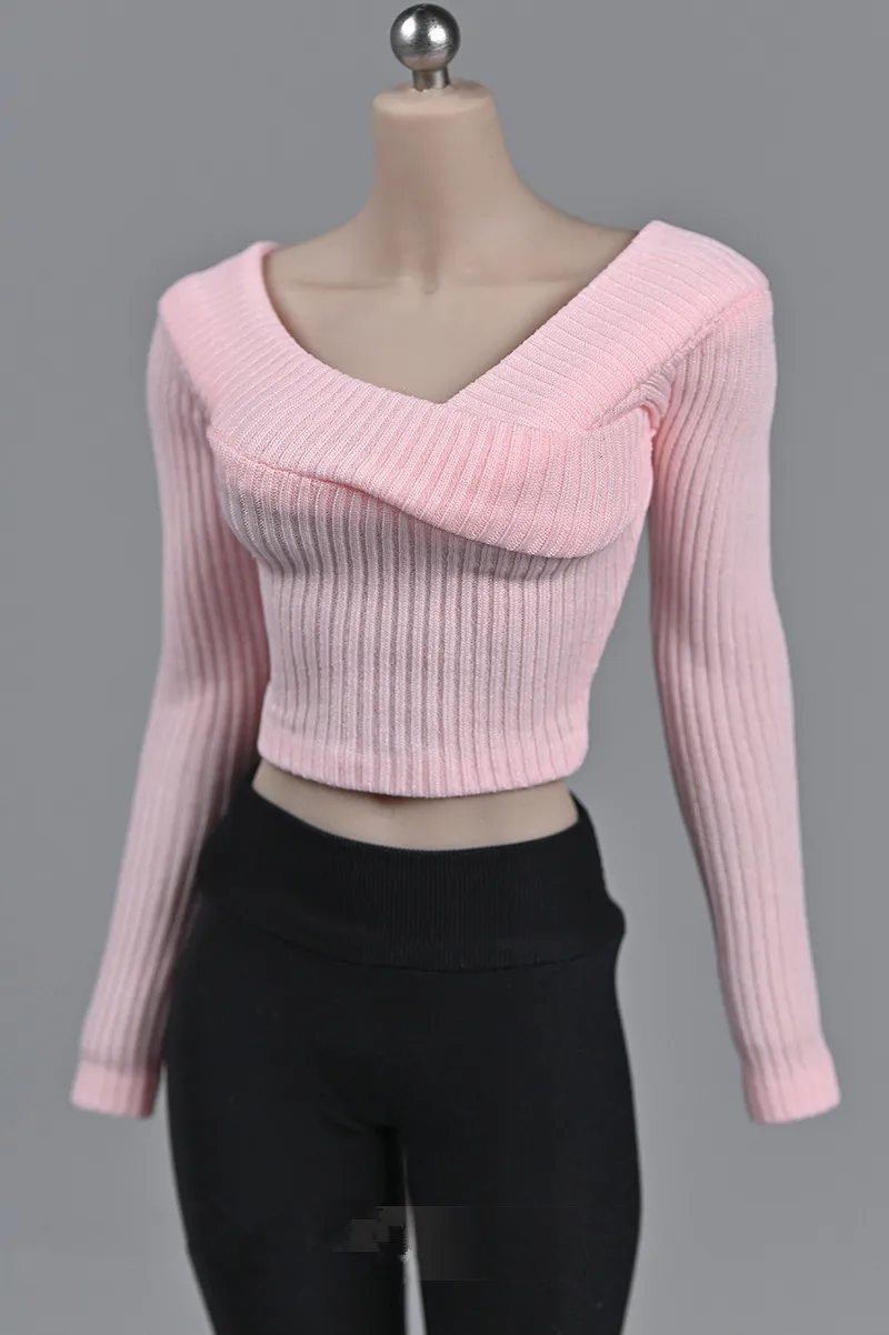 1/6 Scale Female sexy Clothes V-neck low cut Slim Sweater Shirt Model for PH TBL 12 inch Seamless Body Figure Accessories