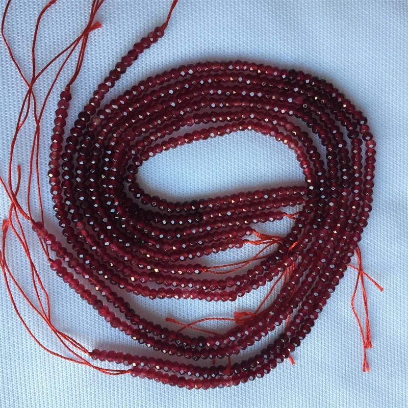 Faceted 3*4MM 1/3/6 Layers Classic Vintage Natural Stone Jewelry Handmade Noble Double Color Red Rubies Bead Strand Necklace