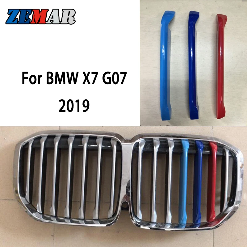 ZEMAR 3pcs ABS For BMW X7 G07 2019 2020 2021 2022 Car Racing Grille Strip Trim Clip M Power Performance Car-Styling Accessories