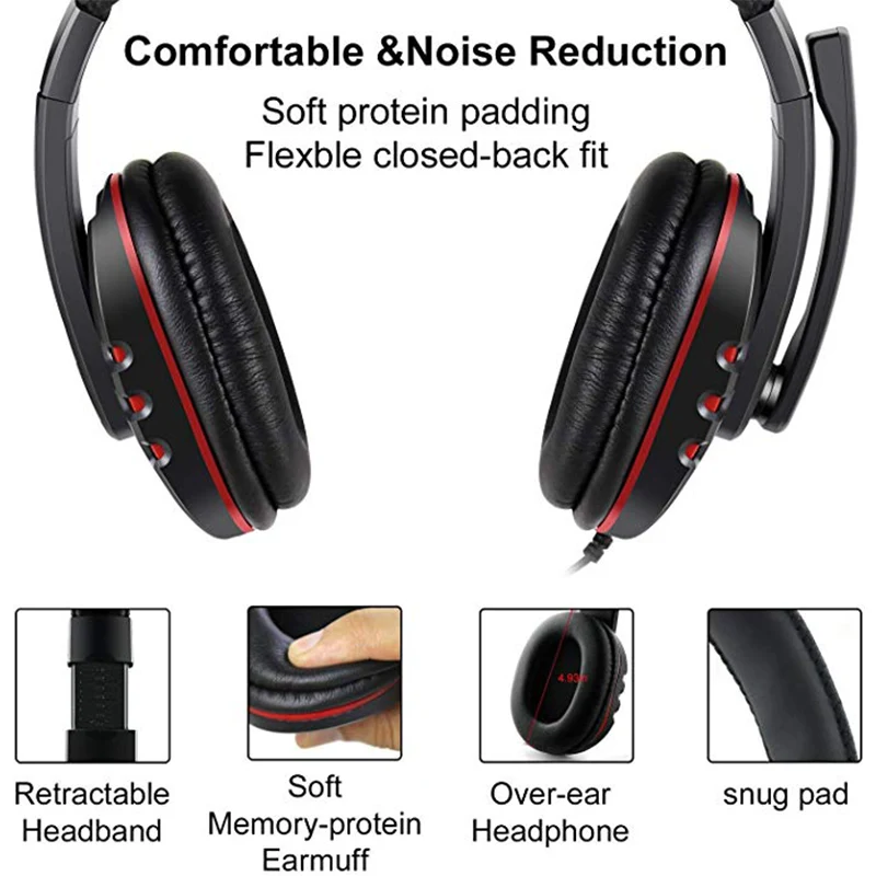 Auriculares estéreo para videojuegos, cascos con cable de 3,5mm para Xbox one, PS4, PC, con micrófono y Control de volumen