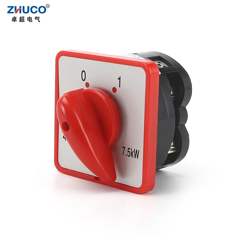 

ZHUCO HZ5D-40/7.5 L01 40A 7.5KW 2 Position 1 Phase Rotary Combination Switch Knob Selection Double Poles Cam changeover Switch