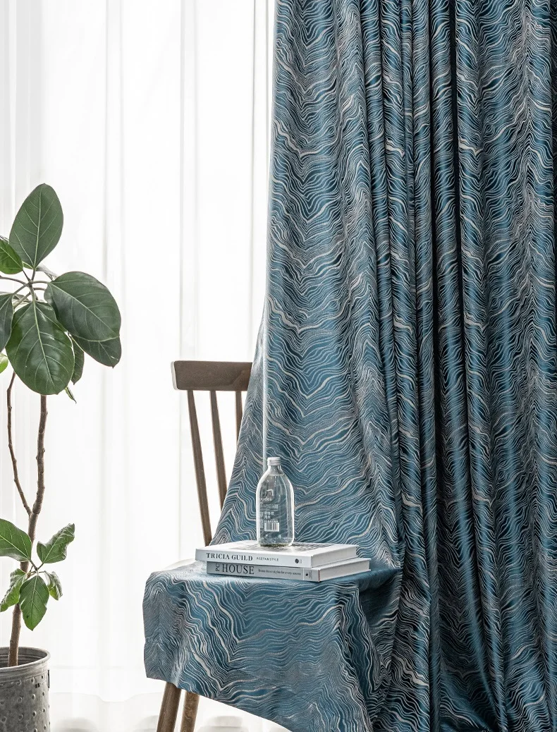 High-Precision Texture Jacquard Curtains for Living Room and Bedroom Modern Nordic Luxury Window Drapes Thicken Custom Decor