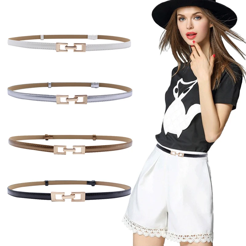 Fashion Belts For Women Thin Adjustable Leather Belt Female Alloy Buckle Dress Waist Belt ceinture femme pasek damski