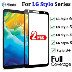 2 Pieces Full Cover Tempered Glass For LG Stylo 6 5 Screen Protector For LG Stylo 4 Tempered Glass Film Glass Screen Guard