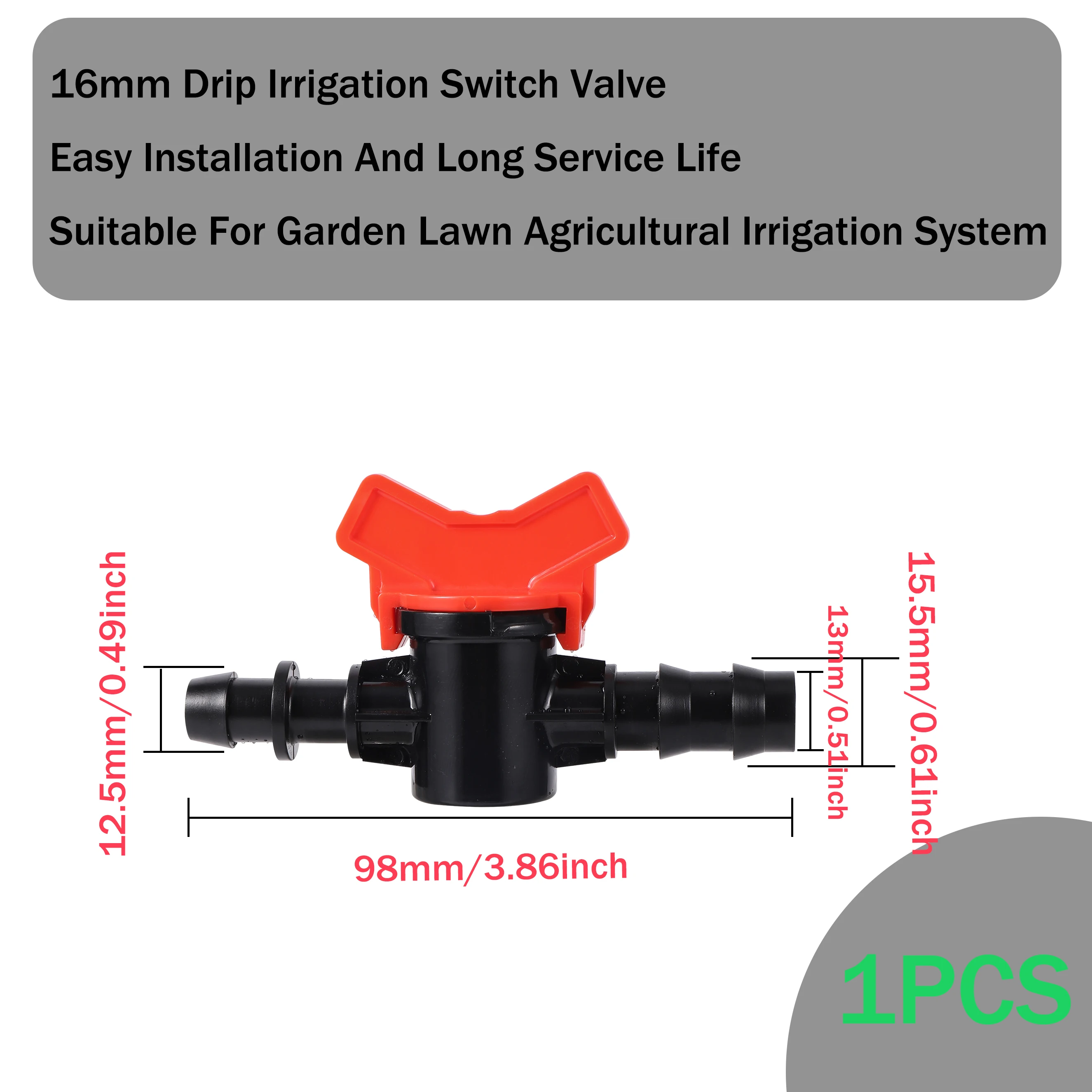 1/2 Inch Female Drip Irrigation On-off Valve Dn16/20/25 Universal Drip Irrigation Pipe Fitting Valve Garden Mini Valve（1pc）