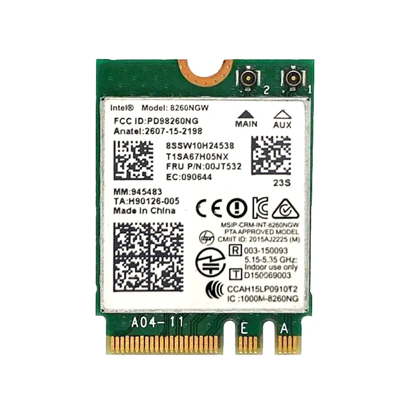 Brand new for Intel 8260 8260NGW FRU 00JT481 8260ac BT4.2 5G 867Mbps M2 WiFi Network Card for P40 P50S P70 460 X260 E560 L560