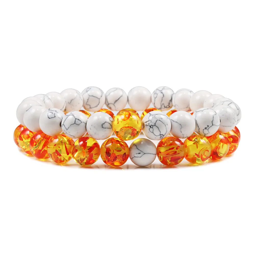 1-2PCS Natural Lava Stone Beaded Bracelets Set